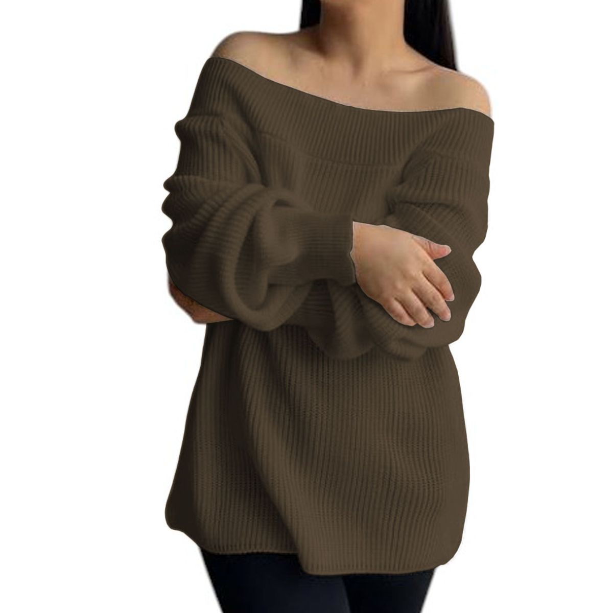 GENERICO - Chompa Mujer Hombros Hilo Dralom 359G-24 Color Marron