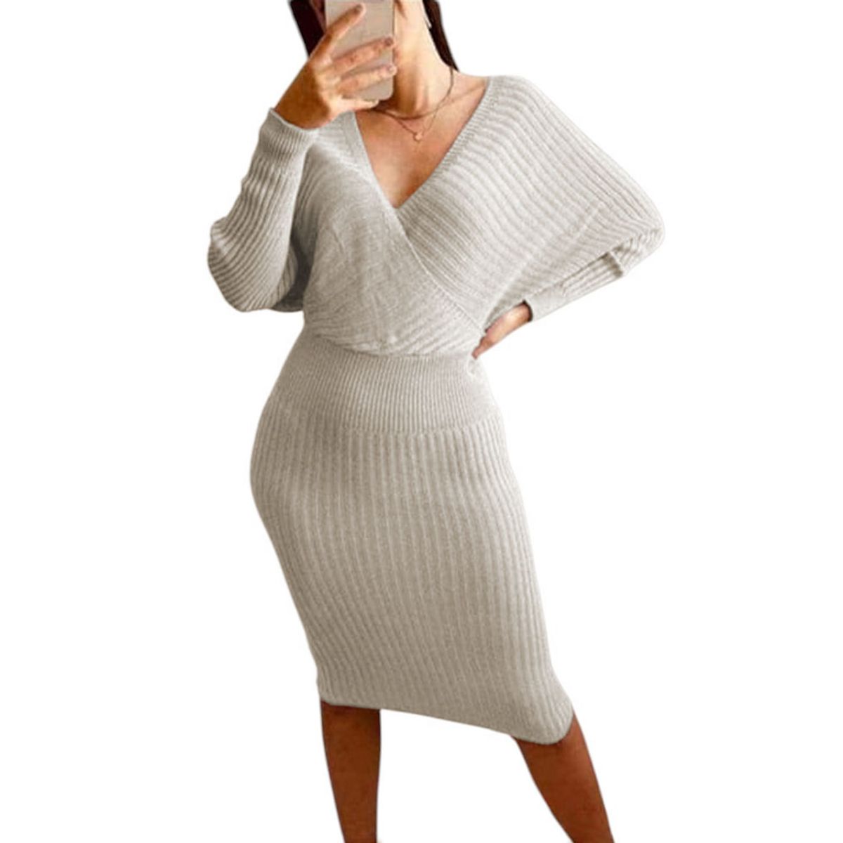 GENERICO - Vestido Mujer Hilo Cruzado Mlarga 359G-27 Color Hueso