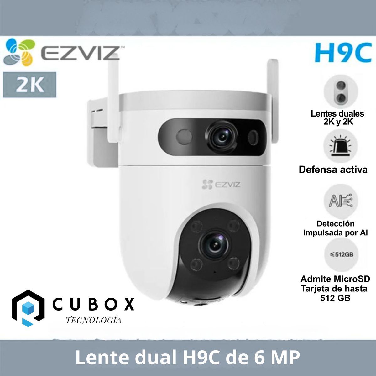 EZVIZ - Cámara de Seguridad Wi-Fi Exterior EZVIZ H9C Lente Dual 2K