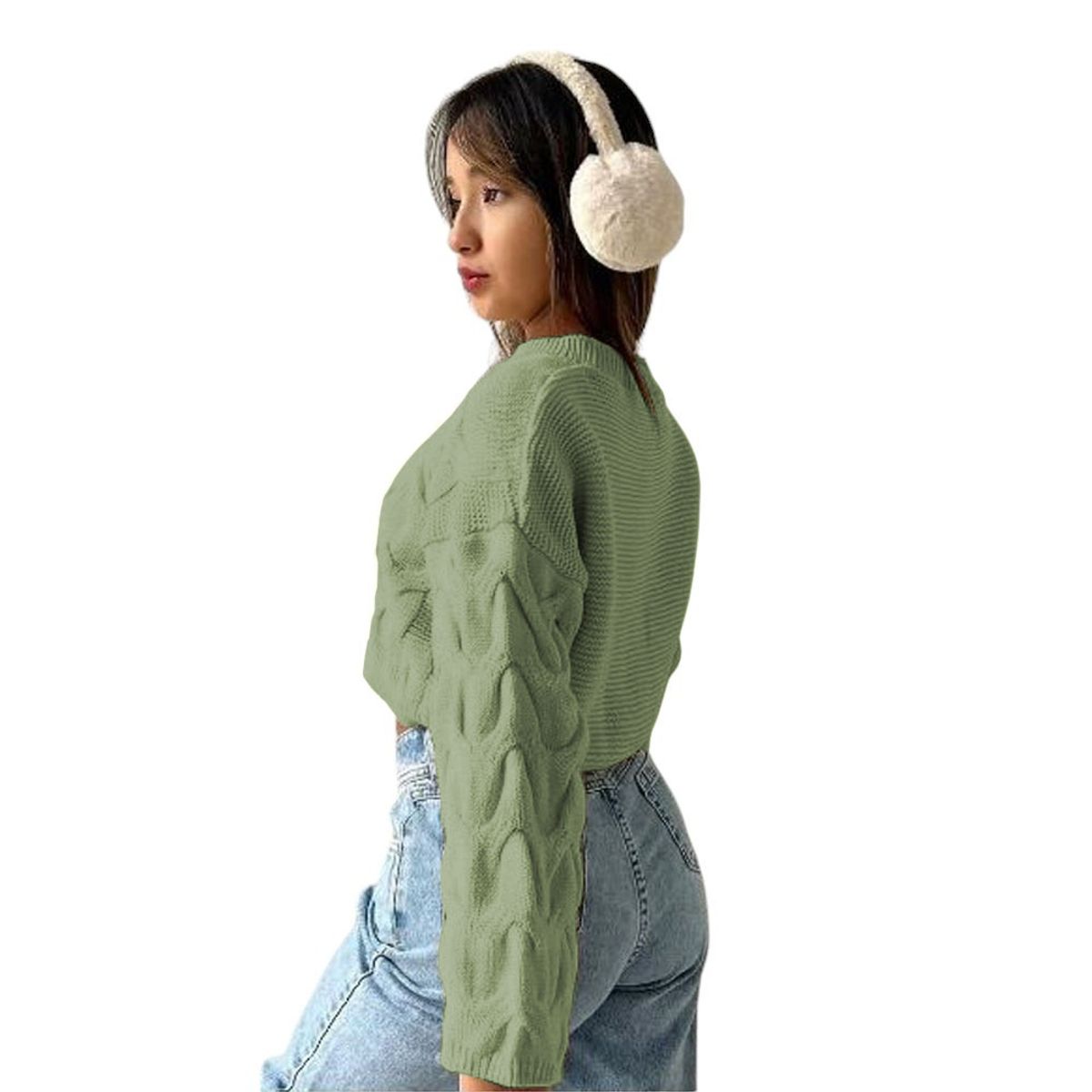 GENERICO - Chompa Mujer Cerrada Hilo Frances 359G-23 Color Olivo