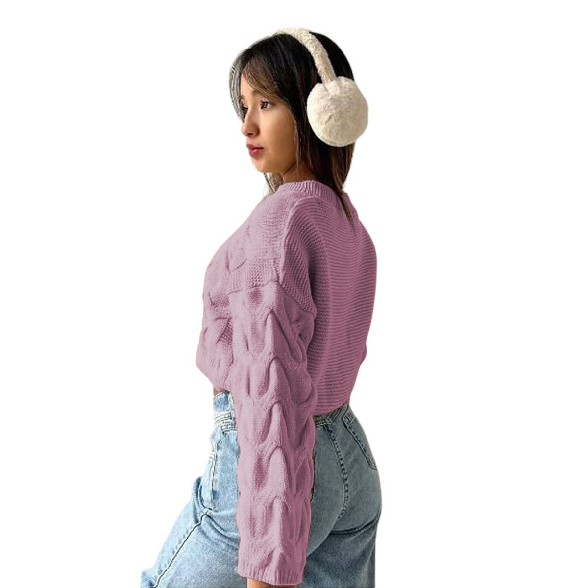 GENERICO - Chompa Mujer Cerrada Hilo Frances 359G-23 Color Palo Rosa