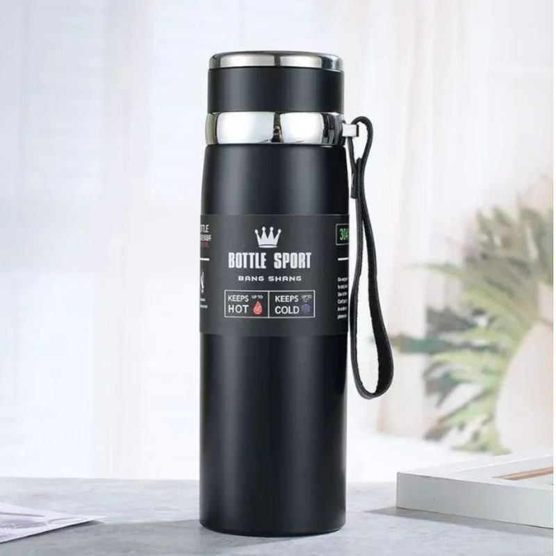 GENERICO - Termo de Acero Inoxidable 1 Litro - Negro