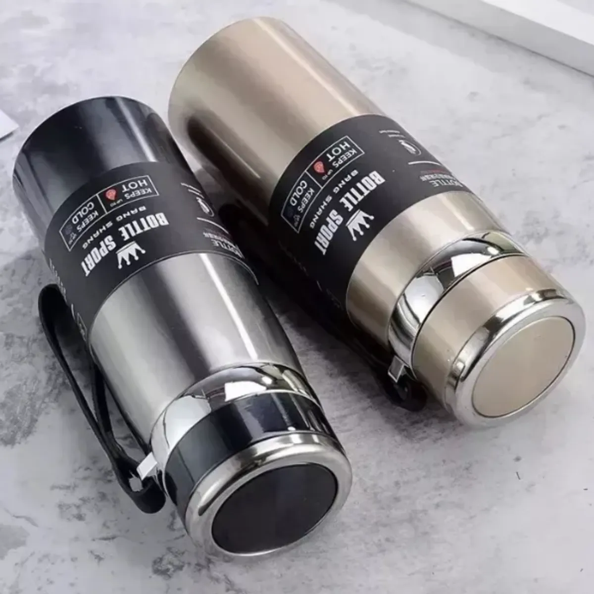 GENERICO - Termo de Acero Inoxidable 1 Litro - Negro