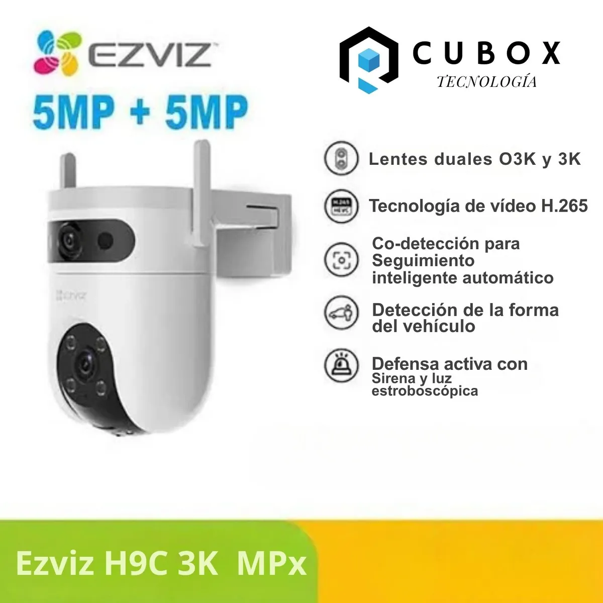 EZVIZ - Cámara IP H9C DUAL 3K 5MP + 5MP Ezviz Lente Dual Exterior 360°