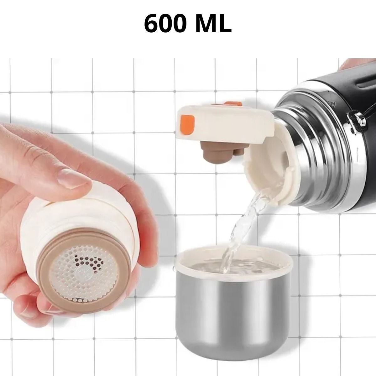 GENERICO - Termo Premium Vacuum 600ml Acero Inoxidable - Blanco