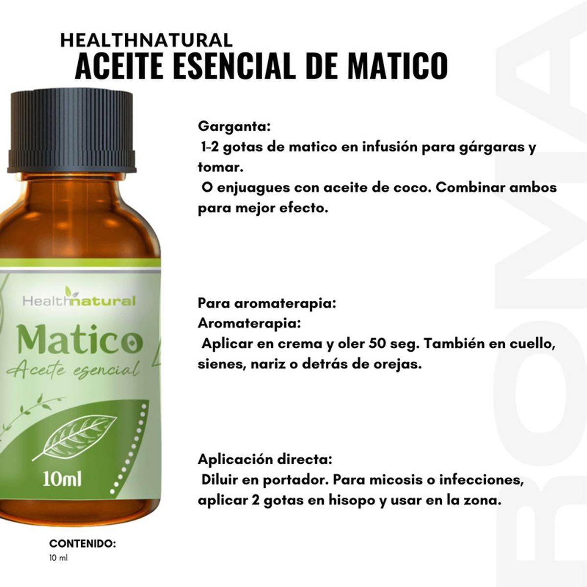 HEALTH NATURAL - ACEITE ENSENCIAL DE MATICO HEALTHNATURAL 10ML