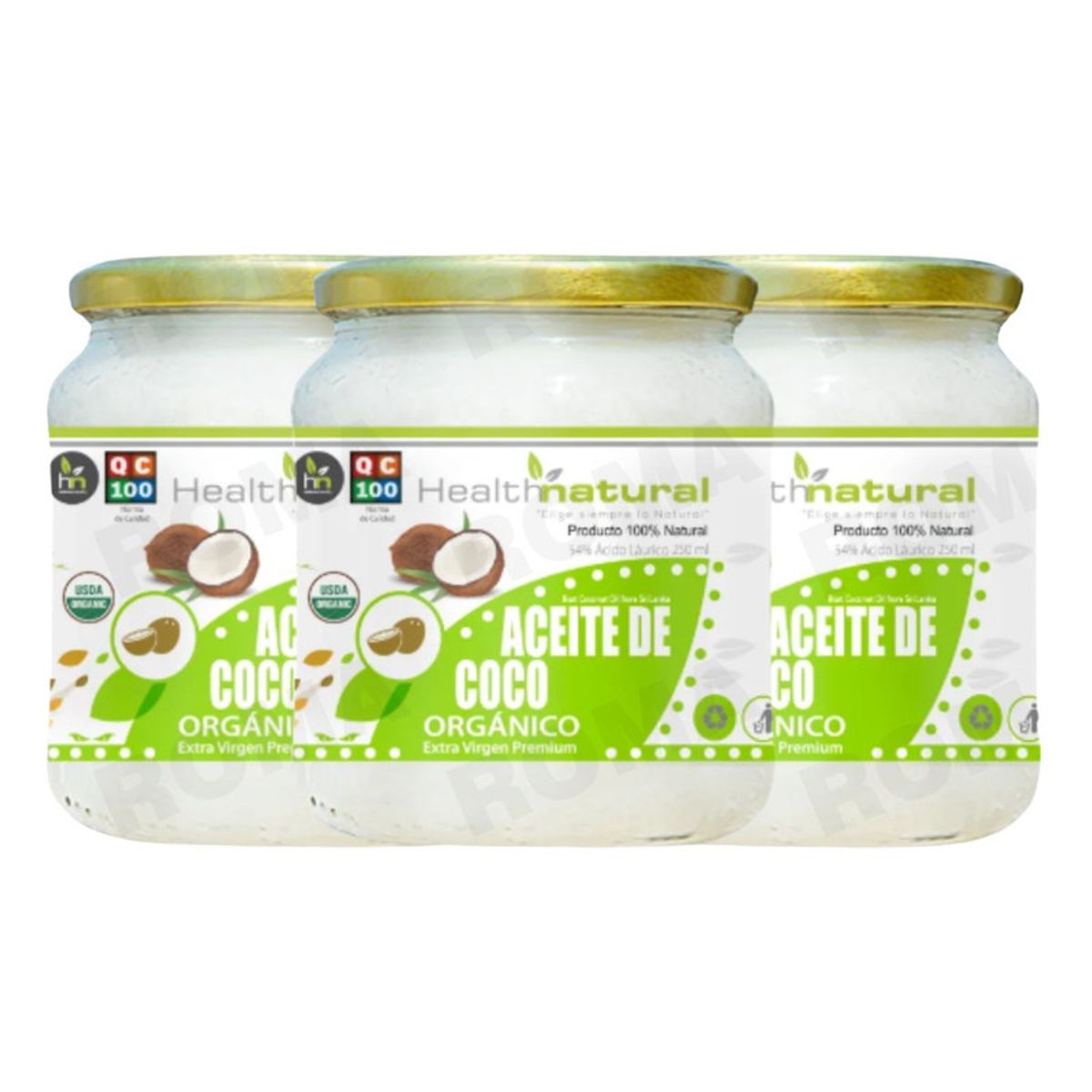 HEALTH NATURAL - PACK 3 ACEITE DE COCO ORGÁNICO HEALTHNATURAL 750ML