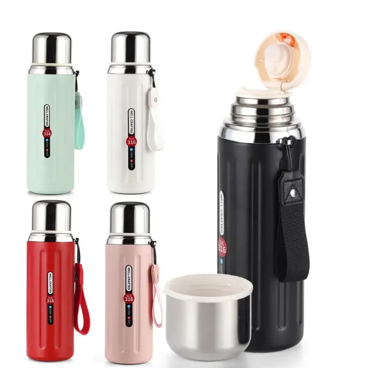 GENERICO - Termo Premium Vacuum 600ml Acero Inoxidable - Negro