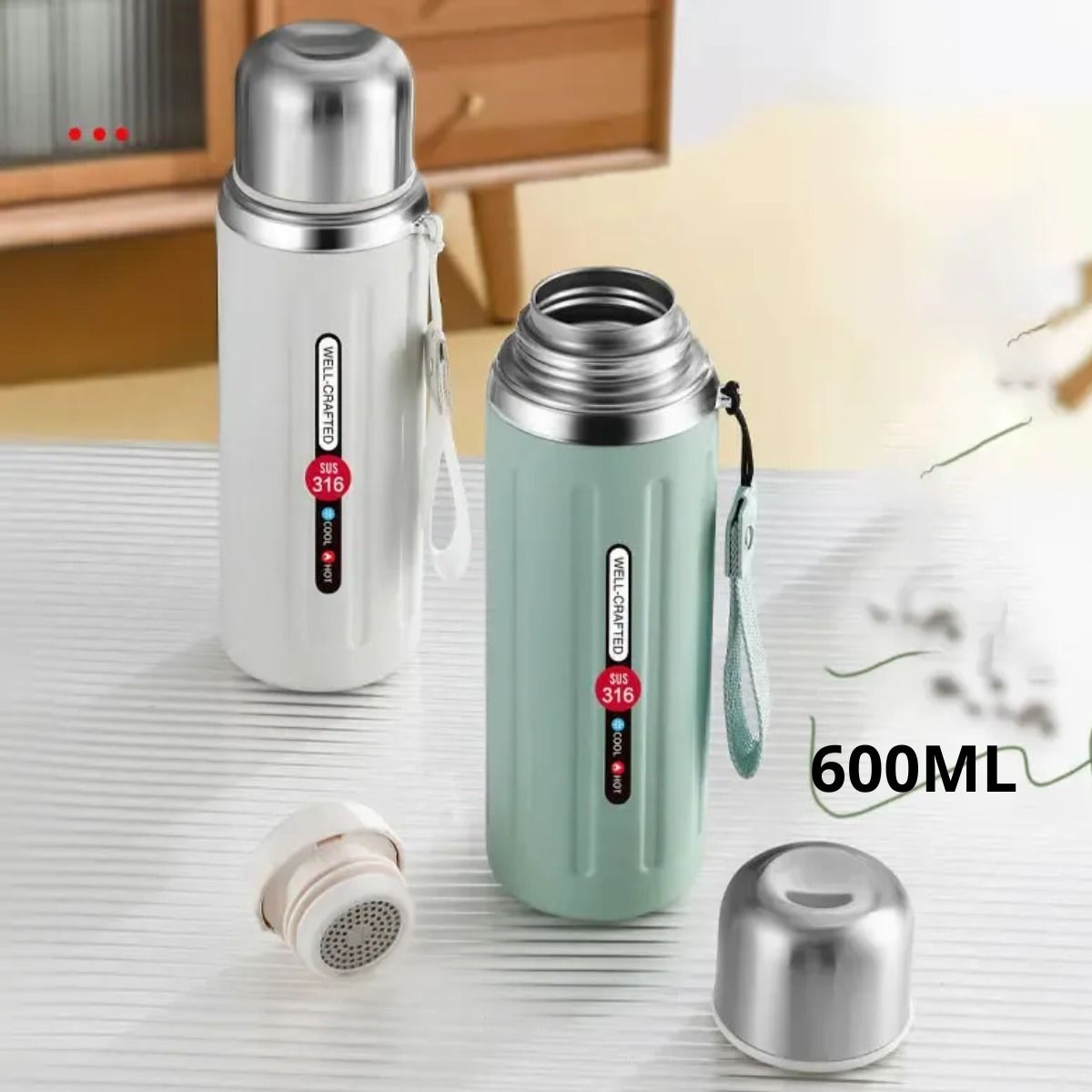 GENERICO - Termo Premium Vacuum 600ml Acero Inoxidable - Verde