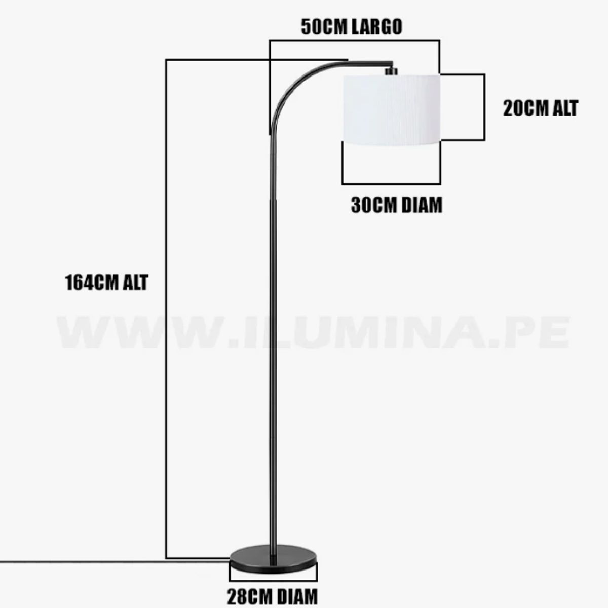 GENERICO - Lámpara de Pie Black Led