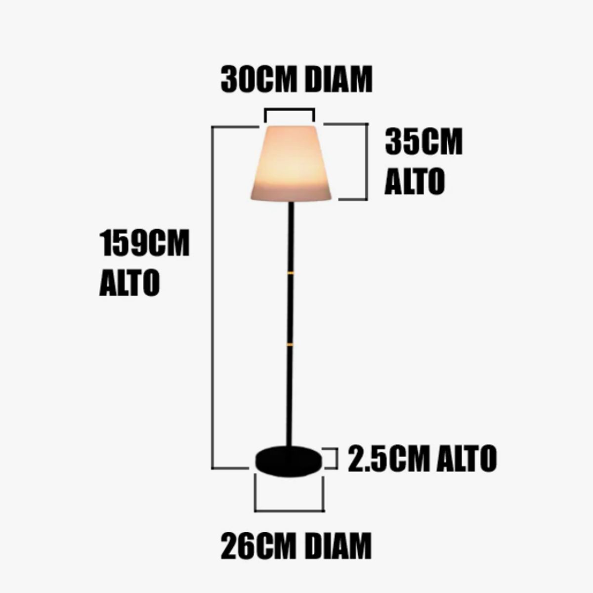 GENERICO - Lámpara de Pie Black Led