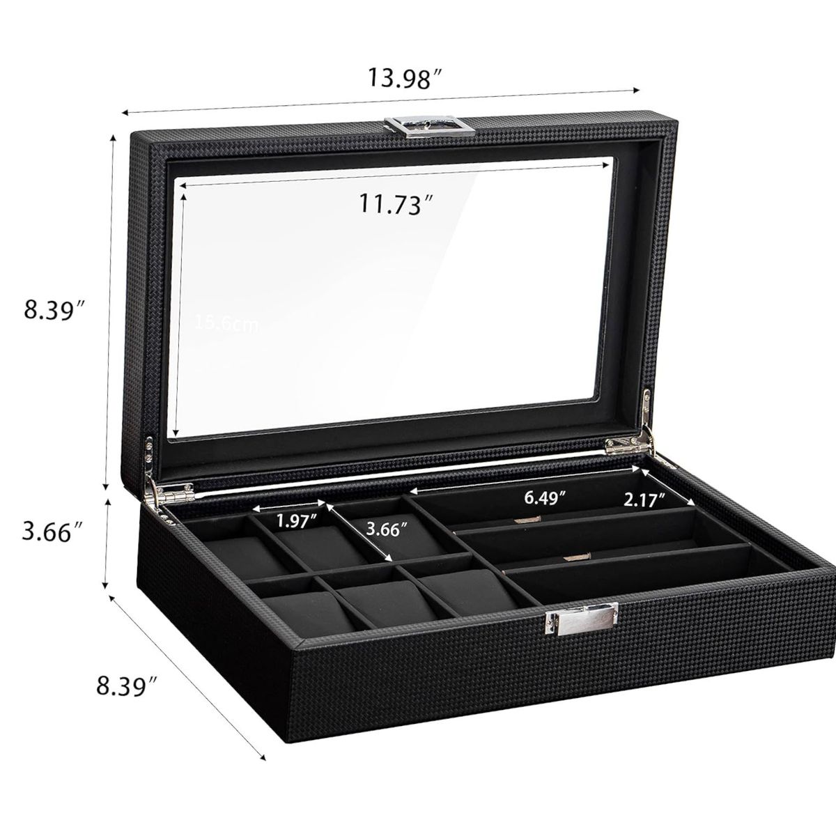 GENERICO - Organizador de Relojes y Gafas de Fibra de Carbono