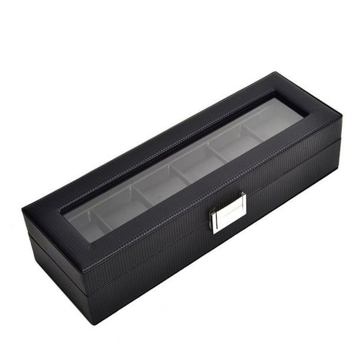 GENERICO - Relojero de Madera MDF de 6 Compartimientos – Fibra de Carbono