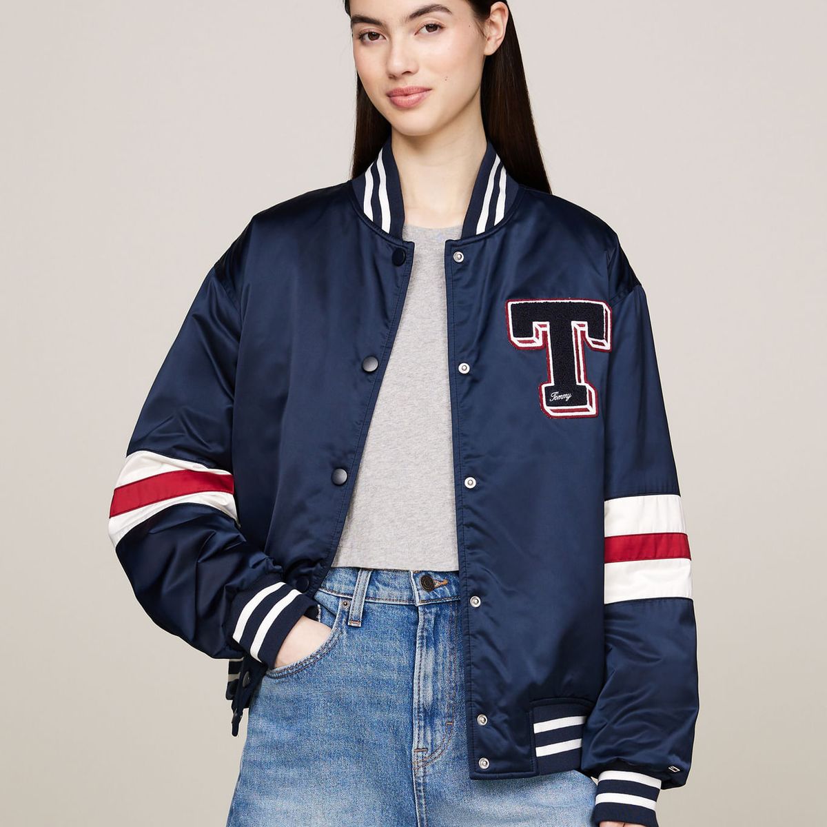 TOMMY HILFIGER - CASACA TJW LETTERMAN SATIN BOMBER