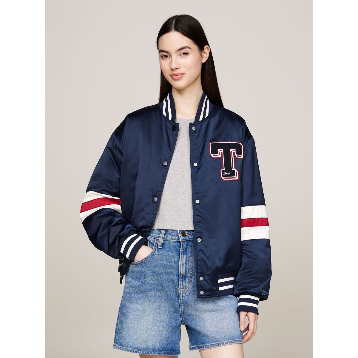 TOMMY HILFIGER - CASACA TJW LETTERMAN SATIN BOMBER