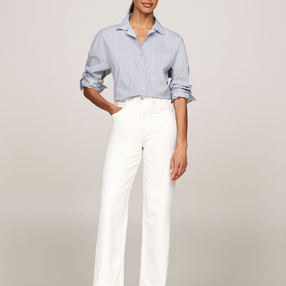 TOMMY HILFIGER - BLUSA IVY STRIPE CO MIX LOOSE SHIRT