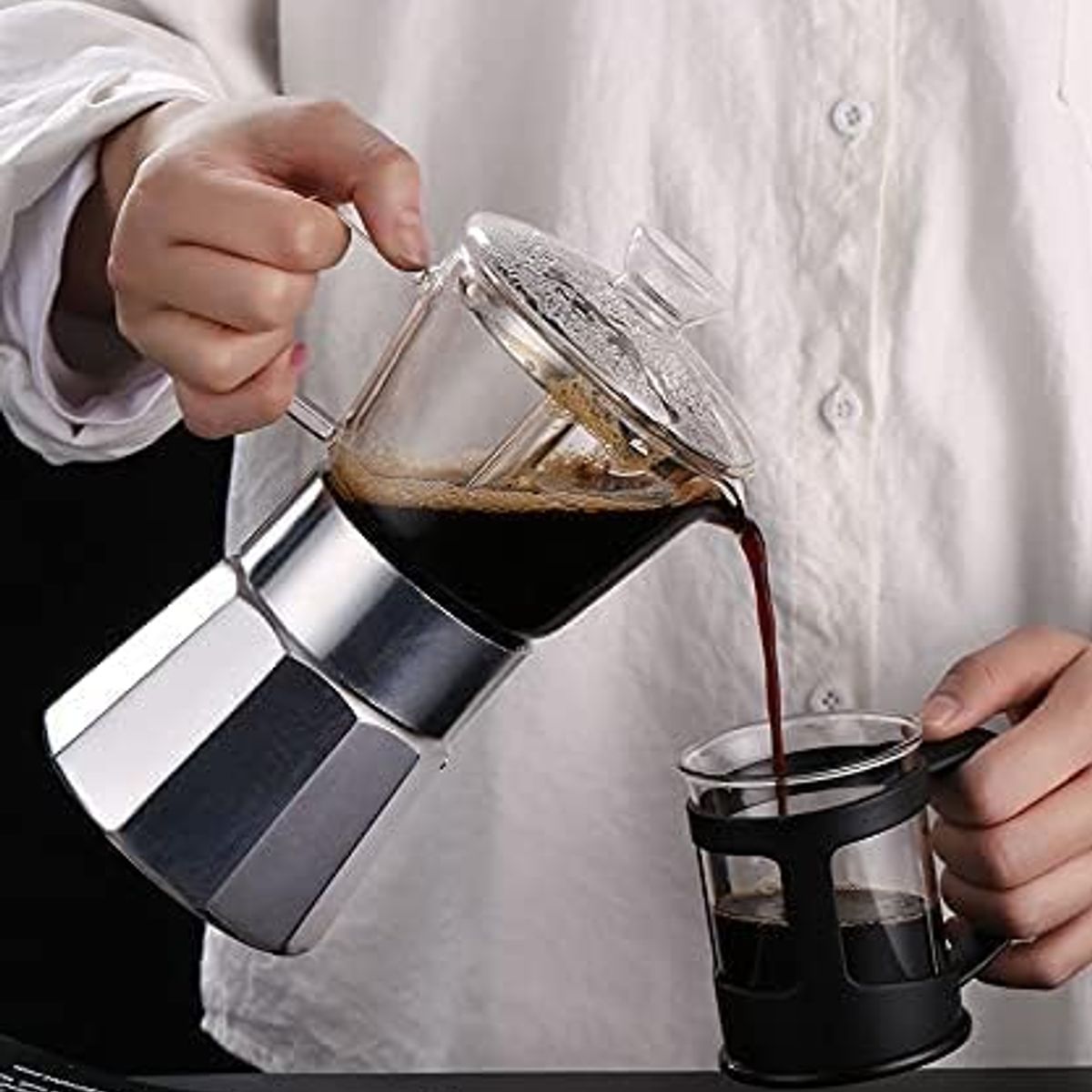 GENERICO - Cafetera moka  transparente para estufa, 240 ml