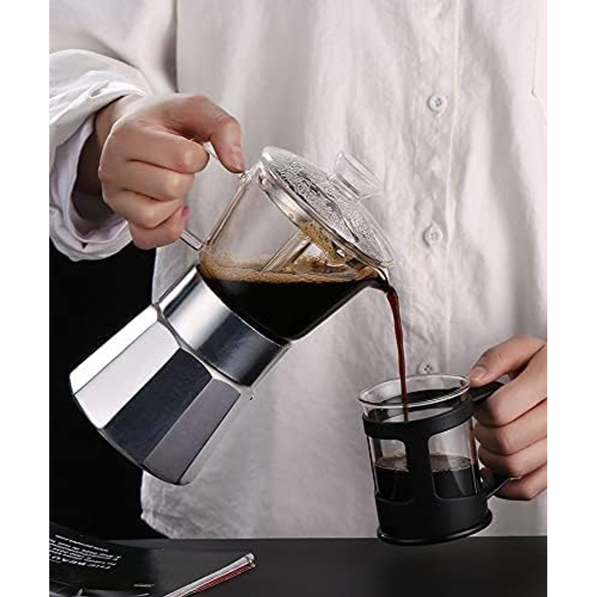 GENERICO - Cafetera moka  transparente para estufa, 240 ml