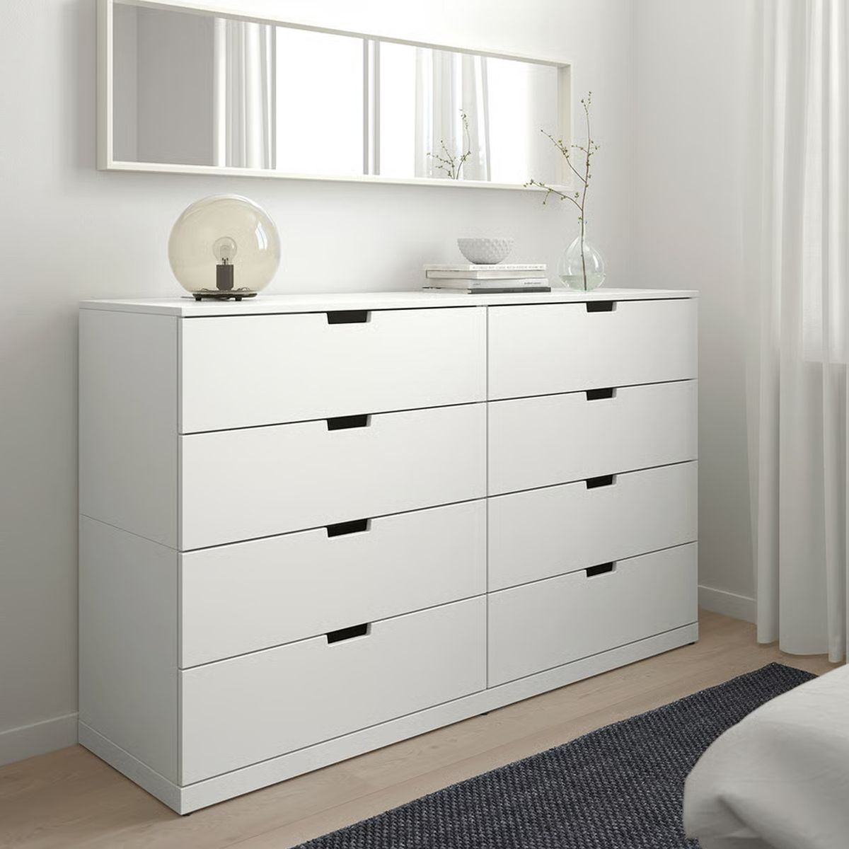 GENERICO - Comoda Melamina Blanco 1.20m 8 Cajones Nild