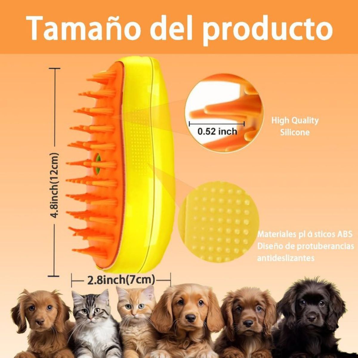 GENERICO - Cepillo Peine  a Vapor 3 en 1 Recargable para Perros y Gatos