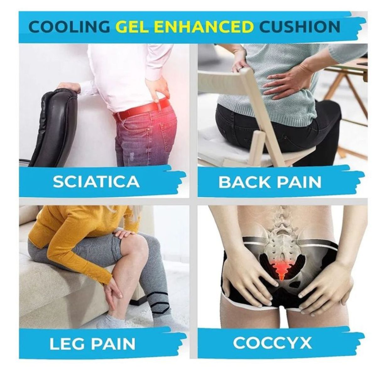 GENERICO - Cojín con Gel para Asiento Ortopédico