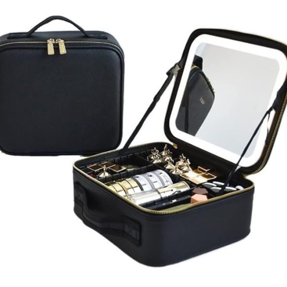 GENERICO - Maleta para cosméticos impermeable con espejo luz LED