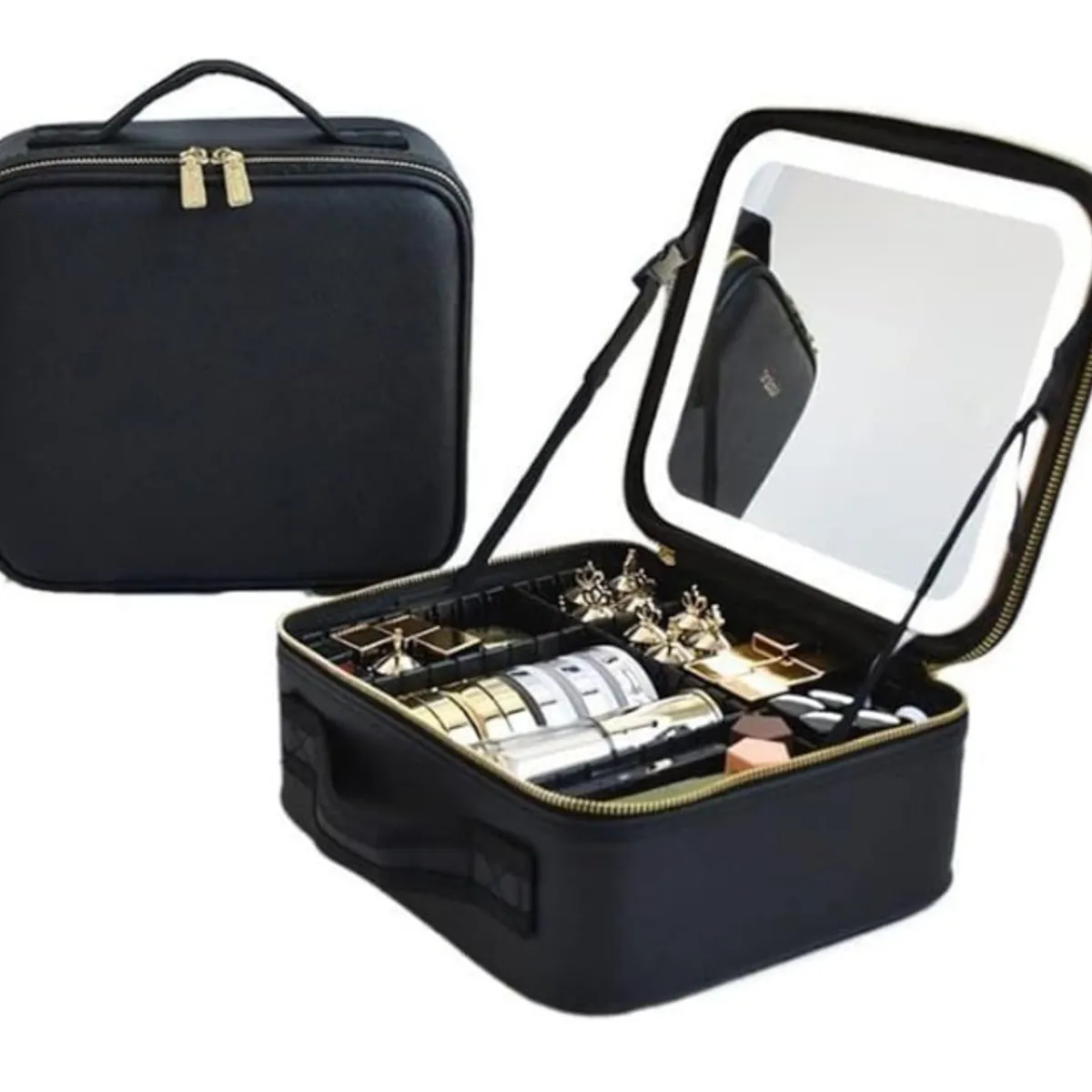 GENERICO - Maleta para cosméticos impermeable con espejo luz LED