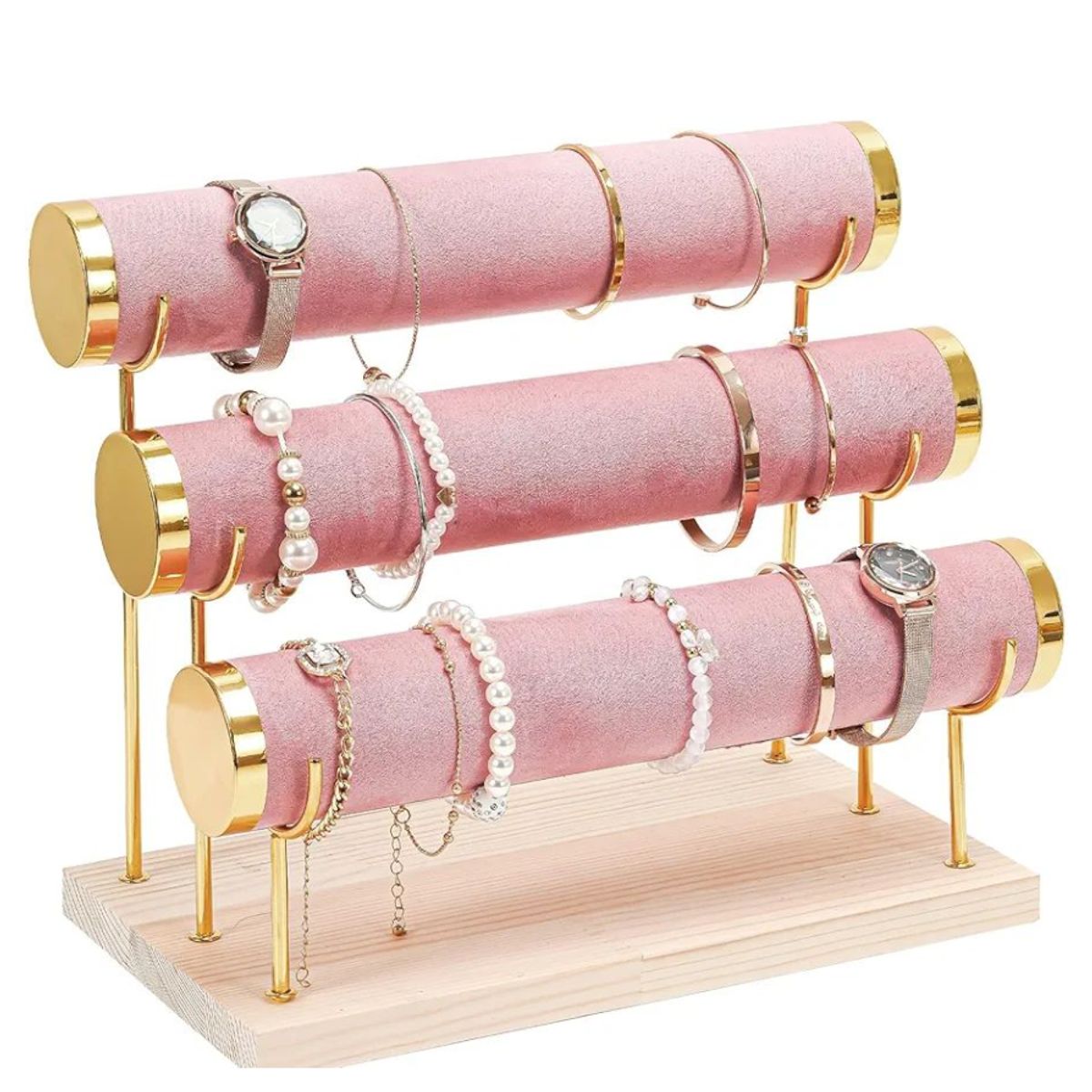 GENERICO - Porta Pulsera 3 Niveles de Terciopelo para Collares Relojes Tobilleras
