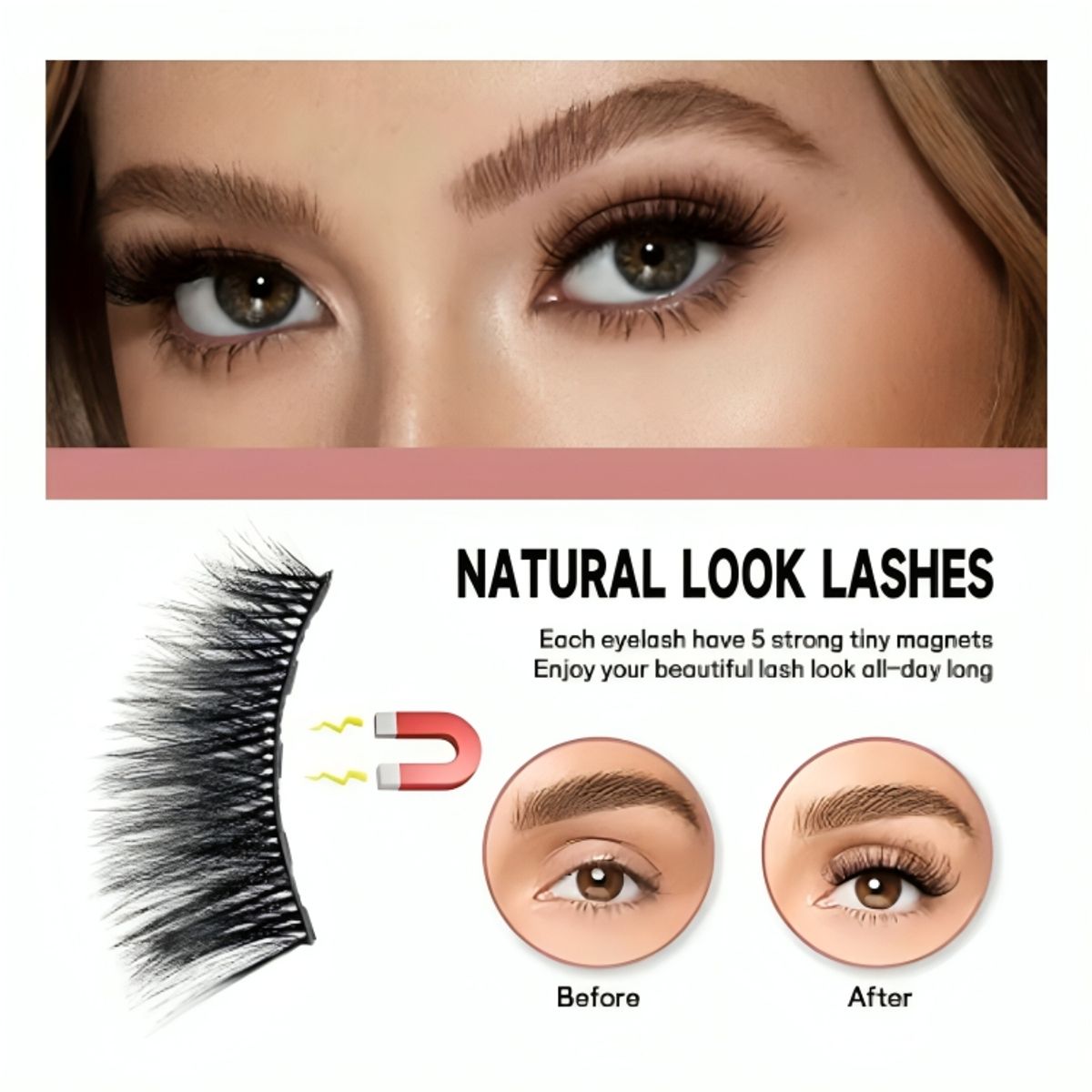 GENERICO - Kit Pestañas Postizas Autoadhesivas Magnéticas 6D EverBeauty