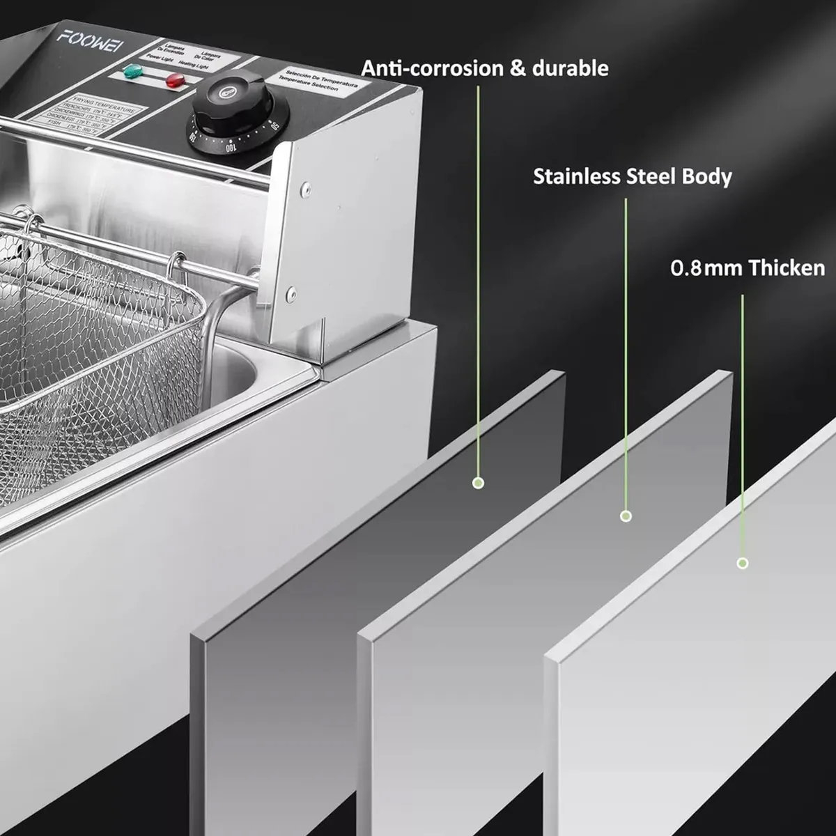 U BUY - Freidora De Aceite Eléctrica Automática 12l Acero Inoxidable