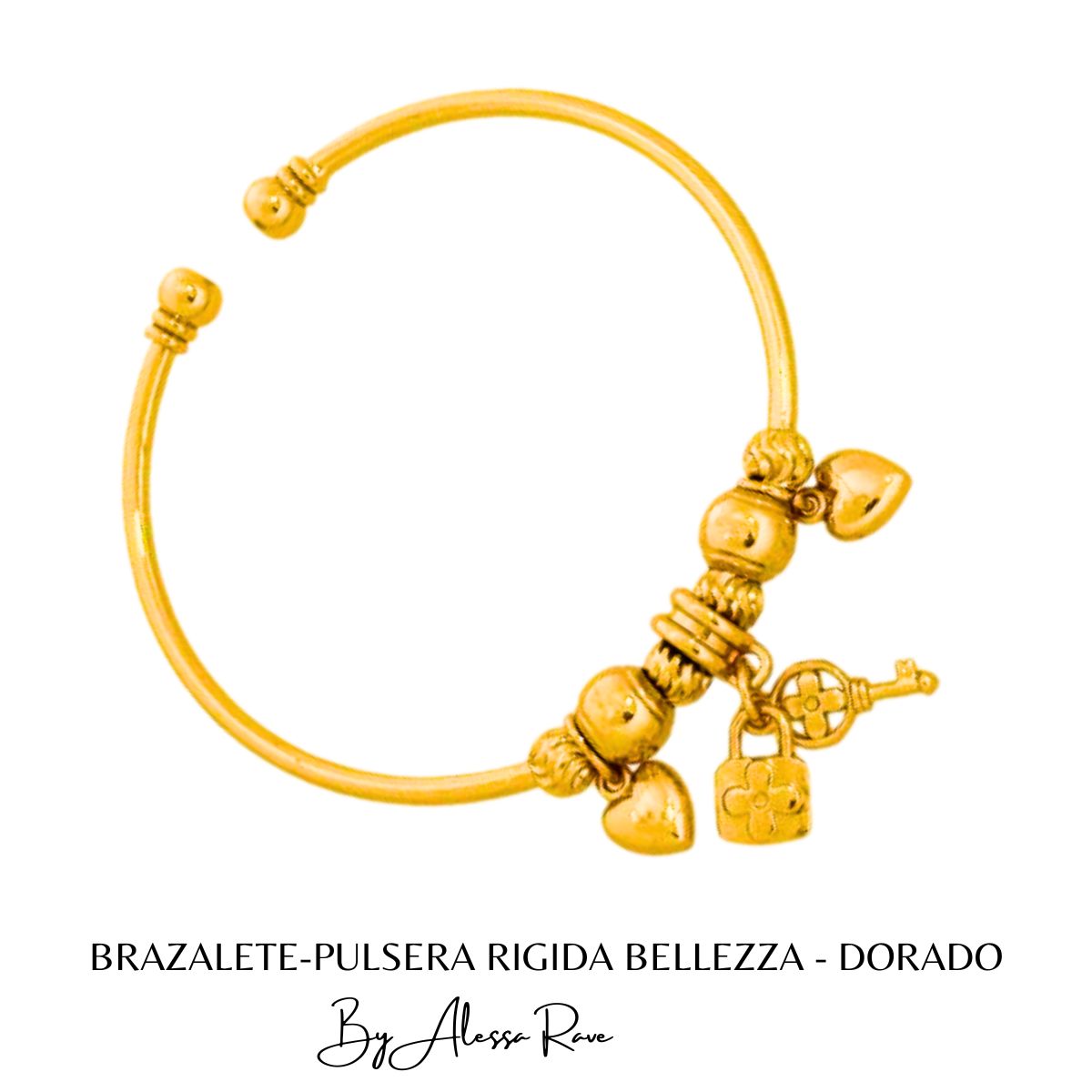 GENERICO - BRAZALETE-PULSERA RIGIDA BELLEZZA - DORADO