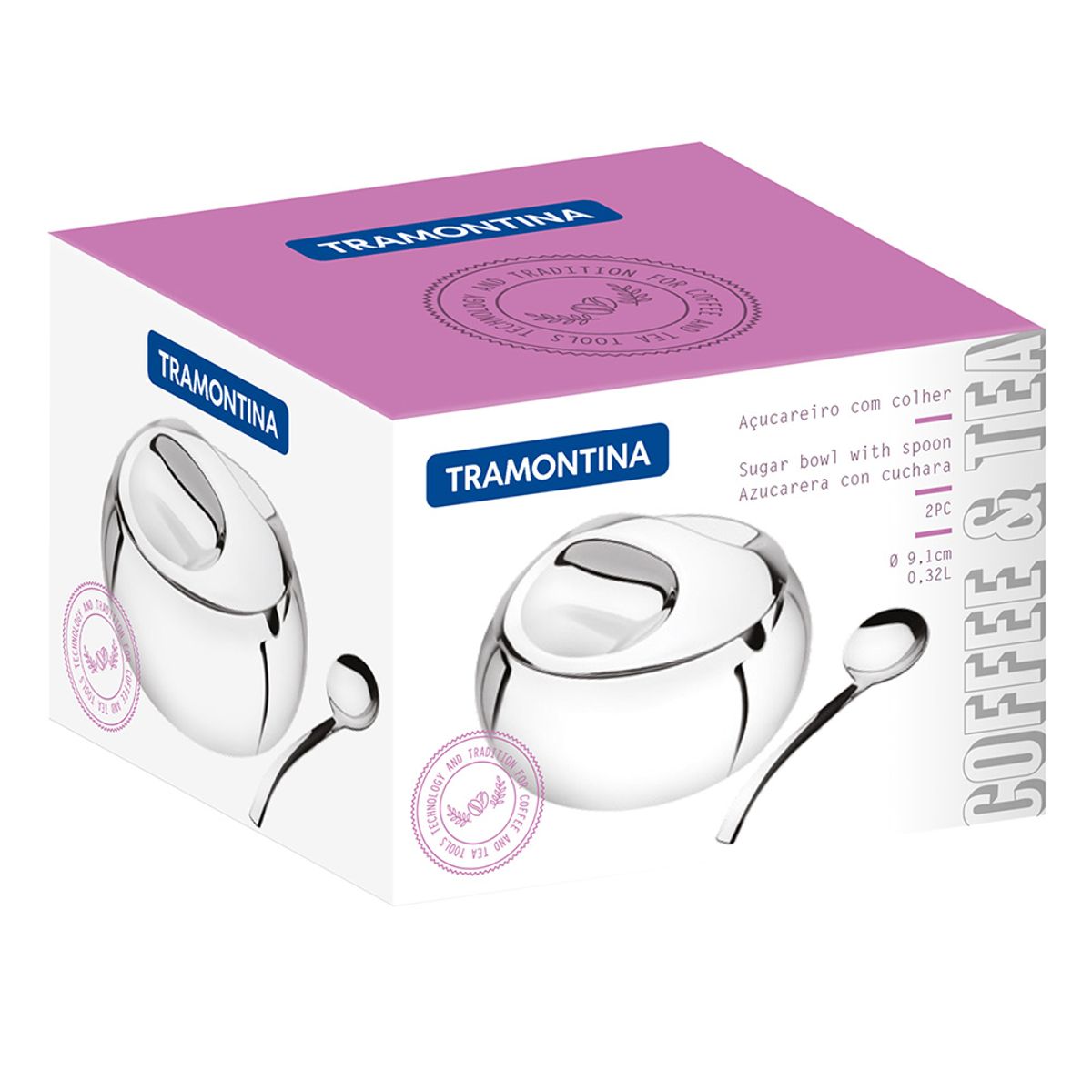 TRAMONTINA - Azucarero Tramontina 300gr de acero inoxidable con cuchara