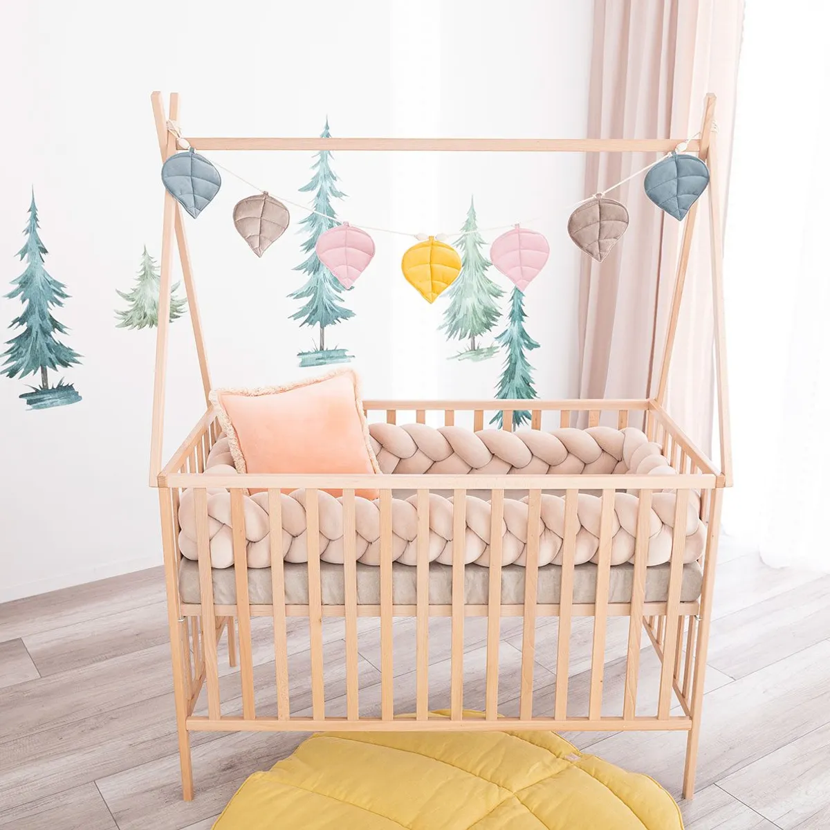 GENERICO - Trenza protector de cuna de terciopelo 4 metros