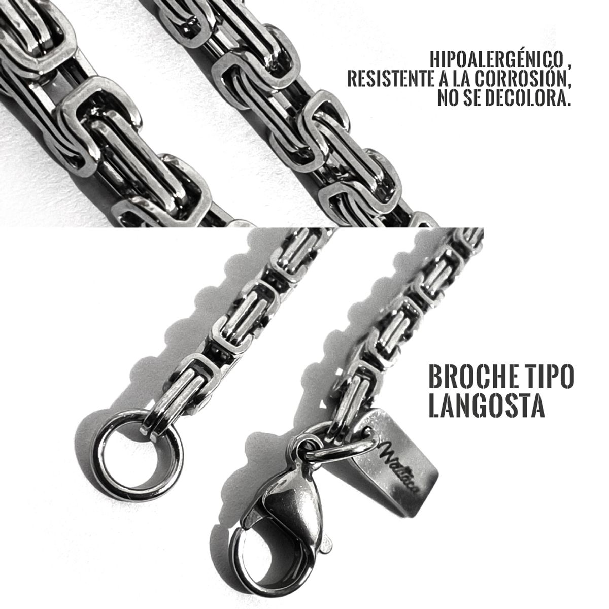 WATTACA - Cadena Bizantino Acero Quirúrgico 316L - Cadena para hombre - Wattaca