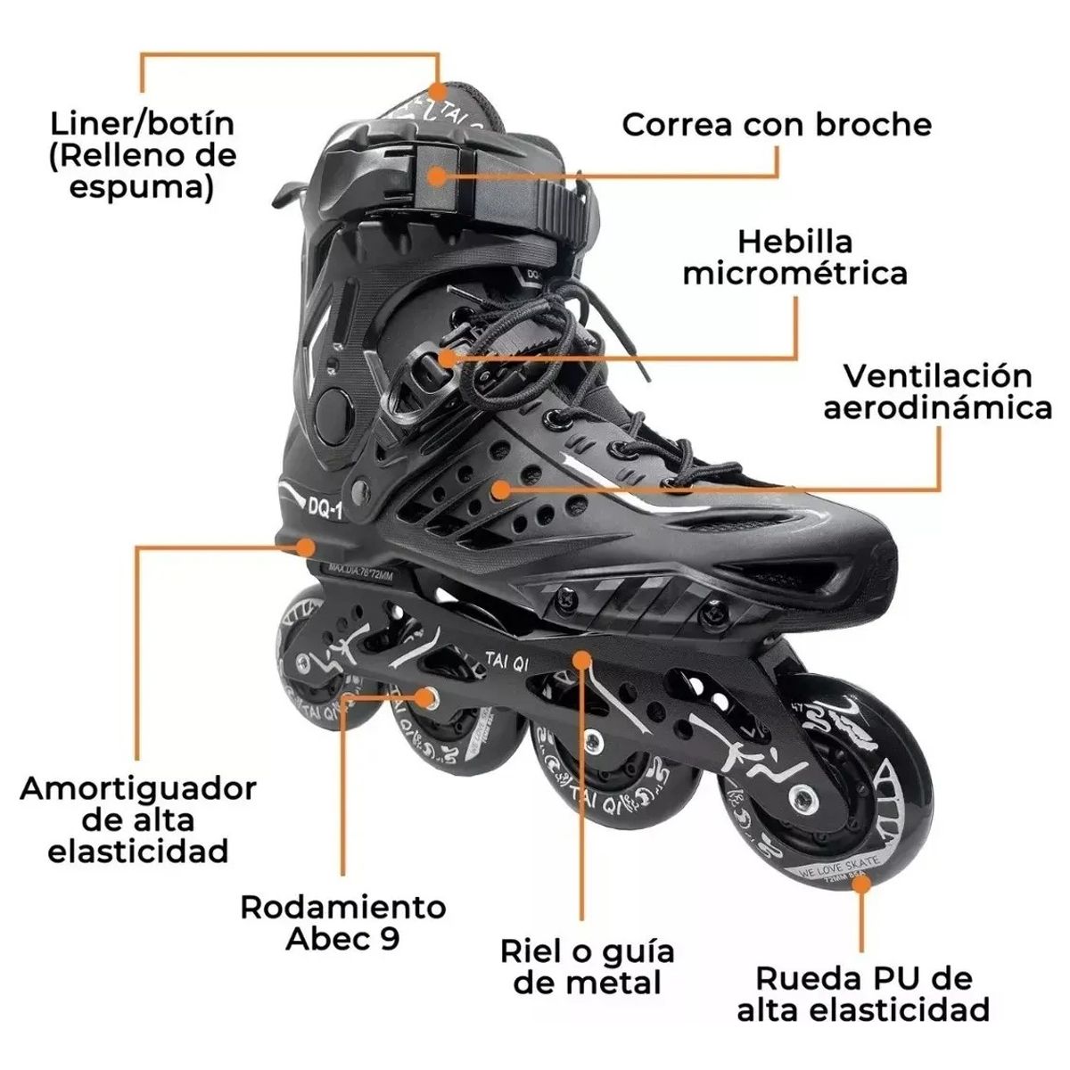 EASY FIT - Patines En Linea Ajustables Roller Profesionales Talla 40