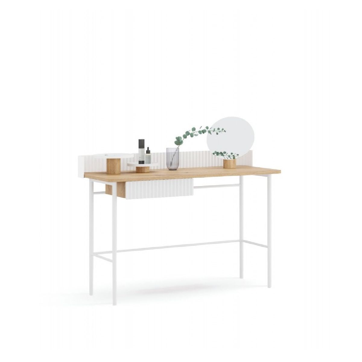 TU MESITA - Escritorio Industrial Moderno Alanis color BlancoDuna 1 cajón TU MESITA