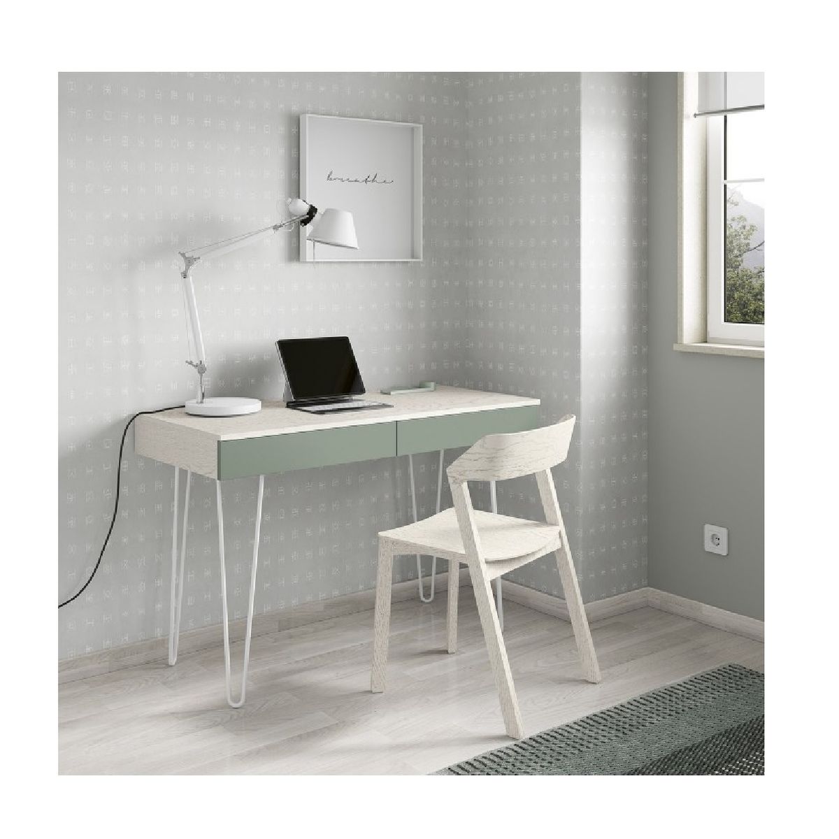 TU MESITA - Escritorio Moderno Cooper 2 cajones color BlancoAgave TU MESITA