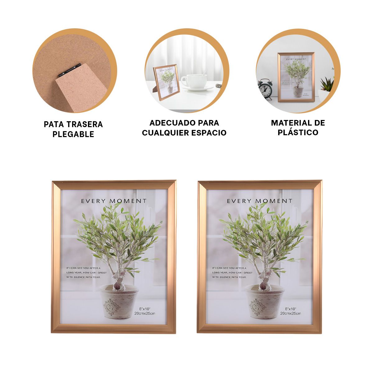 GENERICO - Pack6 Cuadro para Enmarcar Recuerdos Familiares en Dorado