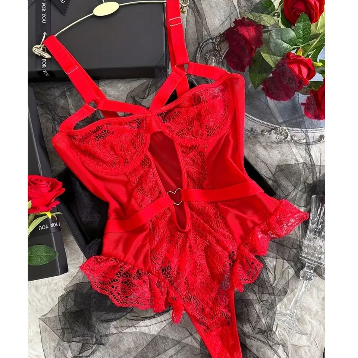 GENERICO - BODY DE ENCAJE LENCERIA SEXY S