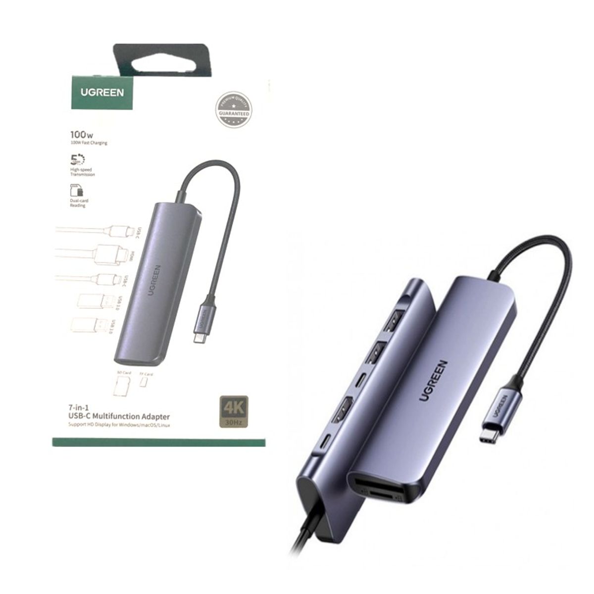 UGREEN - Adaptador Multipuertos Hub 7 en 1 Ugreen Original