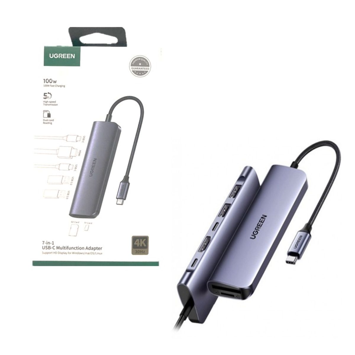 UGREEN - Adaptador Multipuertos Hub 7 en 1 Ugreen Original