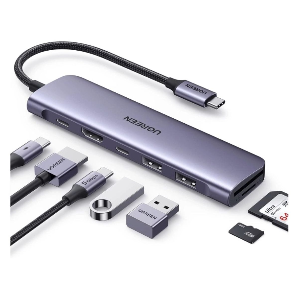 UGREEN - Adaptador Multipuertos Hub 7 en 1 Ugreen Original