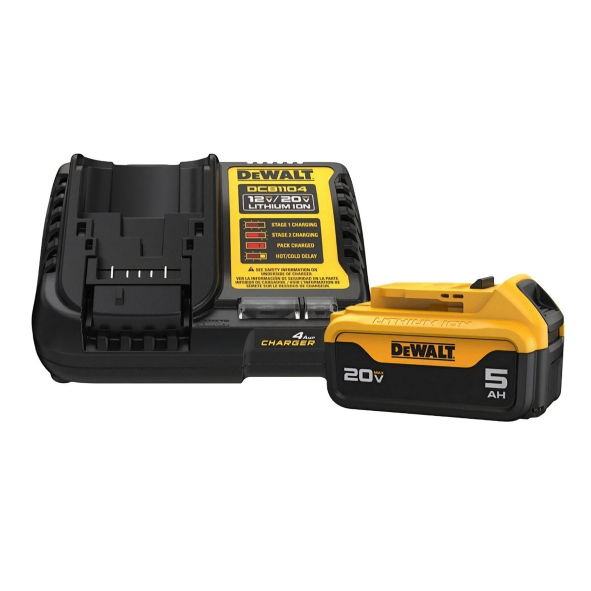 DEWALT - Bateria 5Ah 20V Max DCB205 + Cargador 1220V DCB1104 Dewalt DCB205-K3