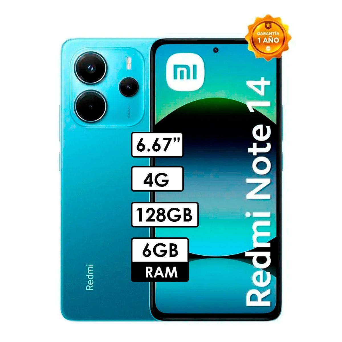 XIAOMI - Celular Redmi Note 14 4G 6GB RAM/ 128GB AZUL