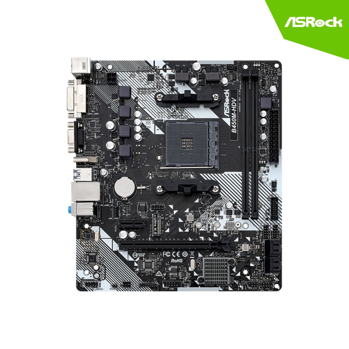 ASROCK - PLACA ASROCK B450M-HDV R40 Socket AMD AM4 2DDR4 HDMI DVI-D VGA M-ATX