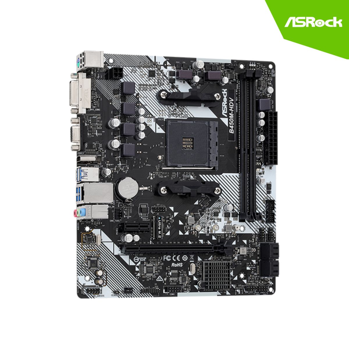 ASROCK - PLACA ASROCK B450M-HDV R40 Socket AMD AM4 2DDR4 HDMI DVI-D VGA M-ATX