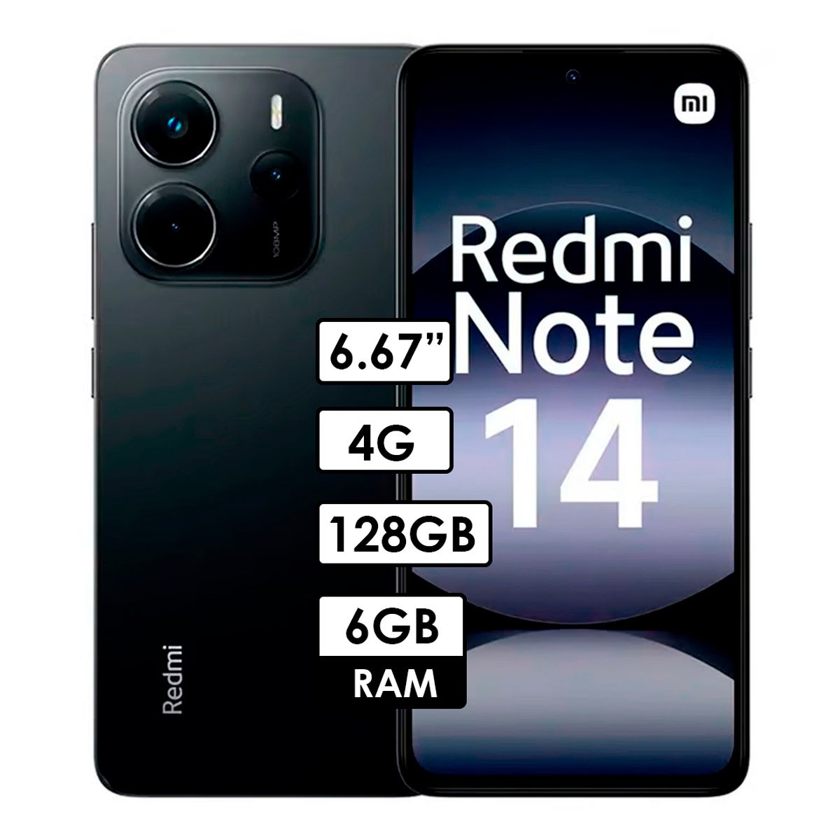 XIAOMI - Celular Redmi Note 14 4G 6GB RAM/ 128GB NEGRO