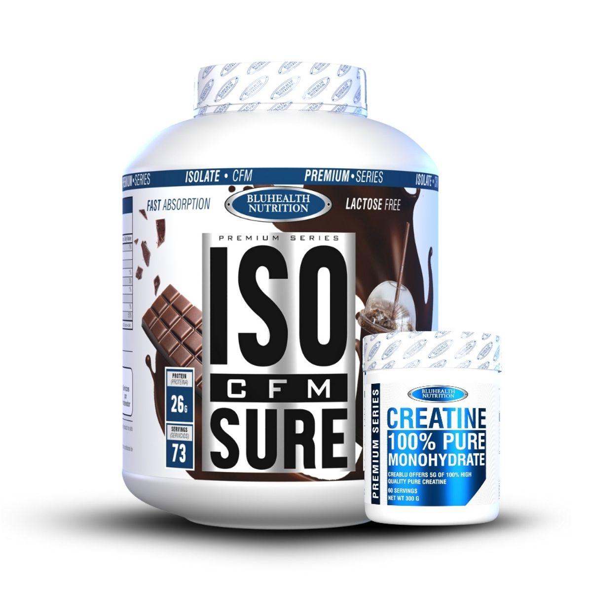 GENERICO - Iso Cfm Sure 5 lb Bluhealth Nutrition  Chocolate + Creatina 300gr