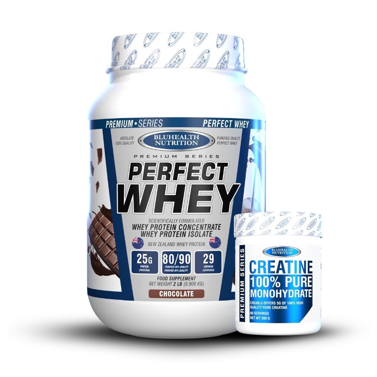 GENERICO - Perfect Whey 2 lb Bluhealth Nutrition  Chocolate + Creatina 300gr