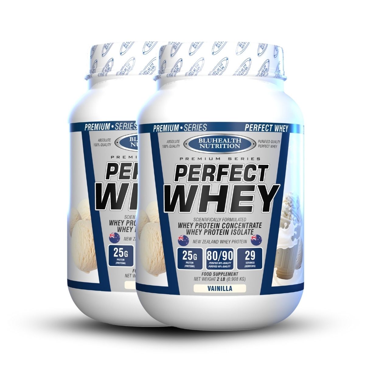 GENERICO - Perfect Whey 2 lb Bluhealth Nutrition Vainilla Pack X2